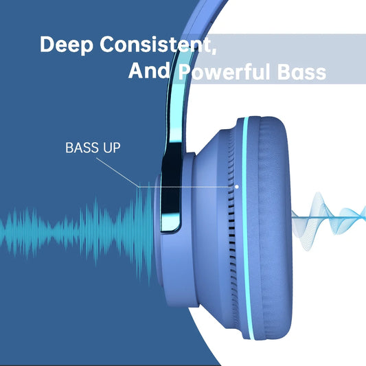 Wireless On-Ear Headphone, Upgrade Bass Hifi Stereo Wireless Heaset, Foldable & Wireless Wired Mode, Noise Isolating over Ear,W Microphone and Volume Control, for Laptop Cell Phone