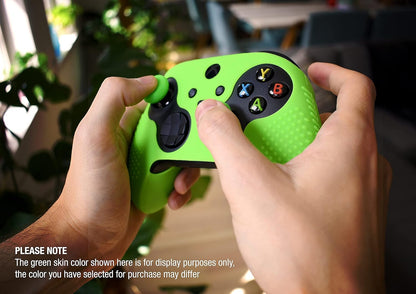 Seriespro Controller Skin for Xbox Series X & S Protector Ergonomic Soft Studded Anti-Slip Silicone Rubber Gel Grip Case, 1 Cover + 8 Raised Thumb Grip Caps (NOT for Elite 1/2) (Black)