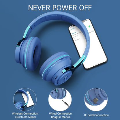 Wireless On-Ear Headphone, Upgrade Bass Hifi Stereo Wireless Heaset, Foldable & Wireless Wired Mode, Noise Isolating over Ear,W Microphone and Volume Control, for Laptop Cell Phone