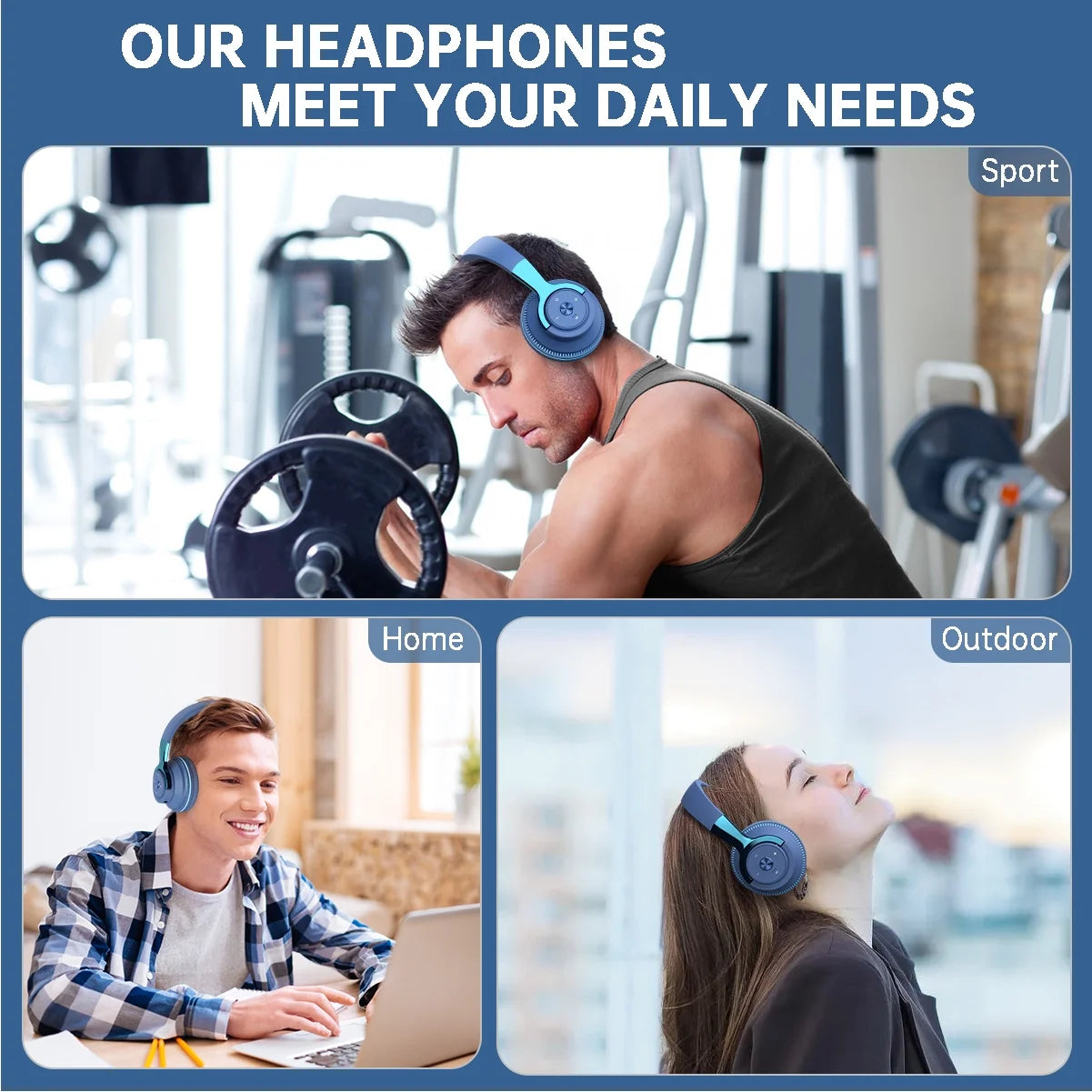 Wireless On-Ear Headphone, Upgrade Bass Hifi Stereo Wireless Heaset, Foldable & Wireless Wired Mode, Noise Isolating over Ear,W Microphone and Volume Control, for Laptop Cell Phone