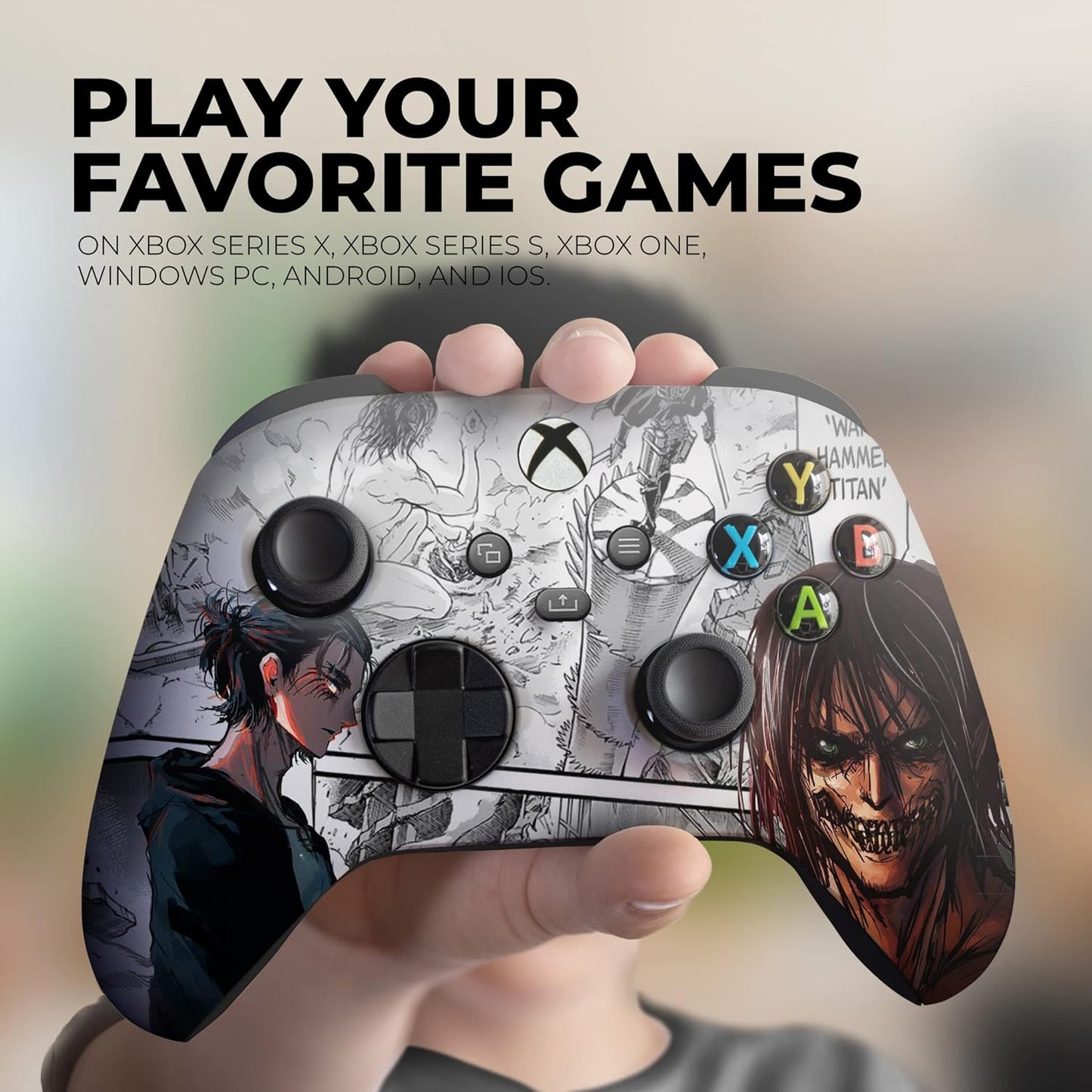 Attackk on Titan Custom X-Box Controller Wireless Compatible with X-Box One/X-Box Series X/S Proudly Customized in USA with Permanent HYDRO-DIP Printing (NOT JUST a SKIN)