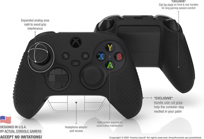 Seriespro Controller Skin for Xbox Series X & S Protector Ergonomic Soft Studded Anti-Slip Silicone Rubber Gel Grip Case, 1 Cover + 8 Raised Thumb Grip Caps (NOT for Elite 1/2) (Black)