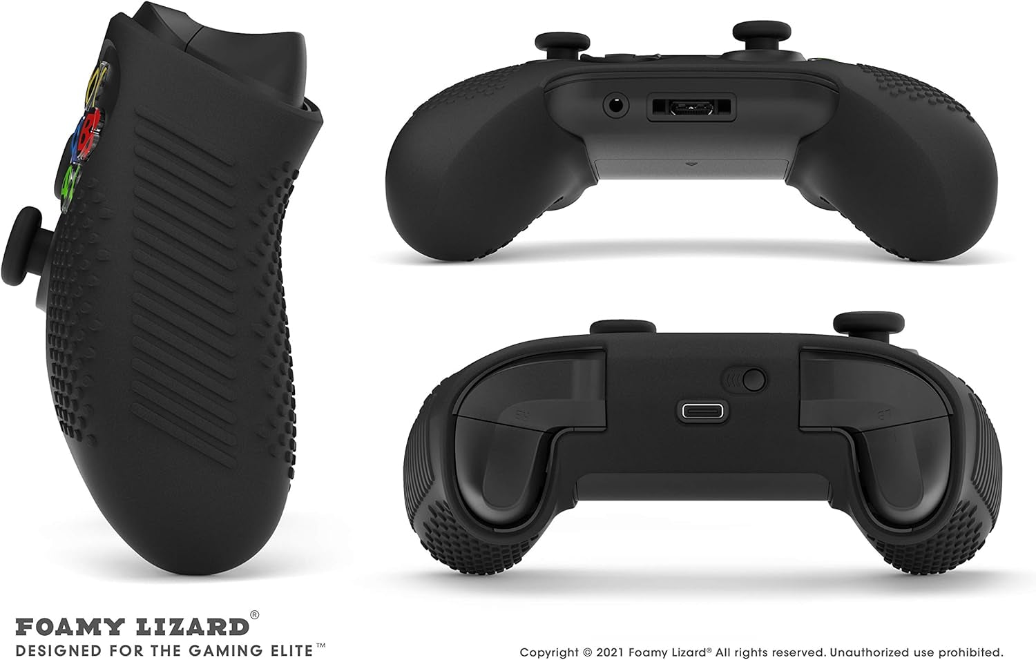 Seriespro Controller Skin for Xbox Series X & S Protector Ergonomic Soft Studded Anti-Slip Silicone Rubber Gel Grip Case, 1 Cover + 8 Raised Thumb Grip Caps (NOT for Elite 1/2) (Black)