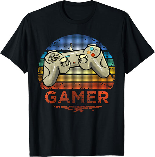 Retro Gamer Video Game Player Boys Girls Teen Kids Men Gift T-Shirt