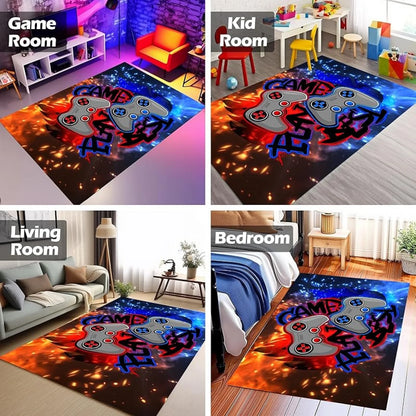 Gaming Rug for Boys Room Non-Slip Gamer Rug for Boys Room Bedroom Living Room Game Room Decor