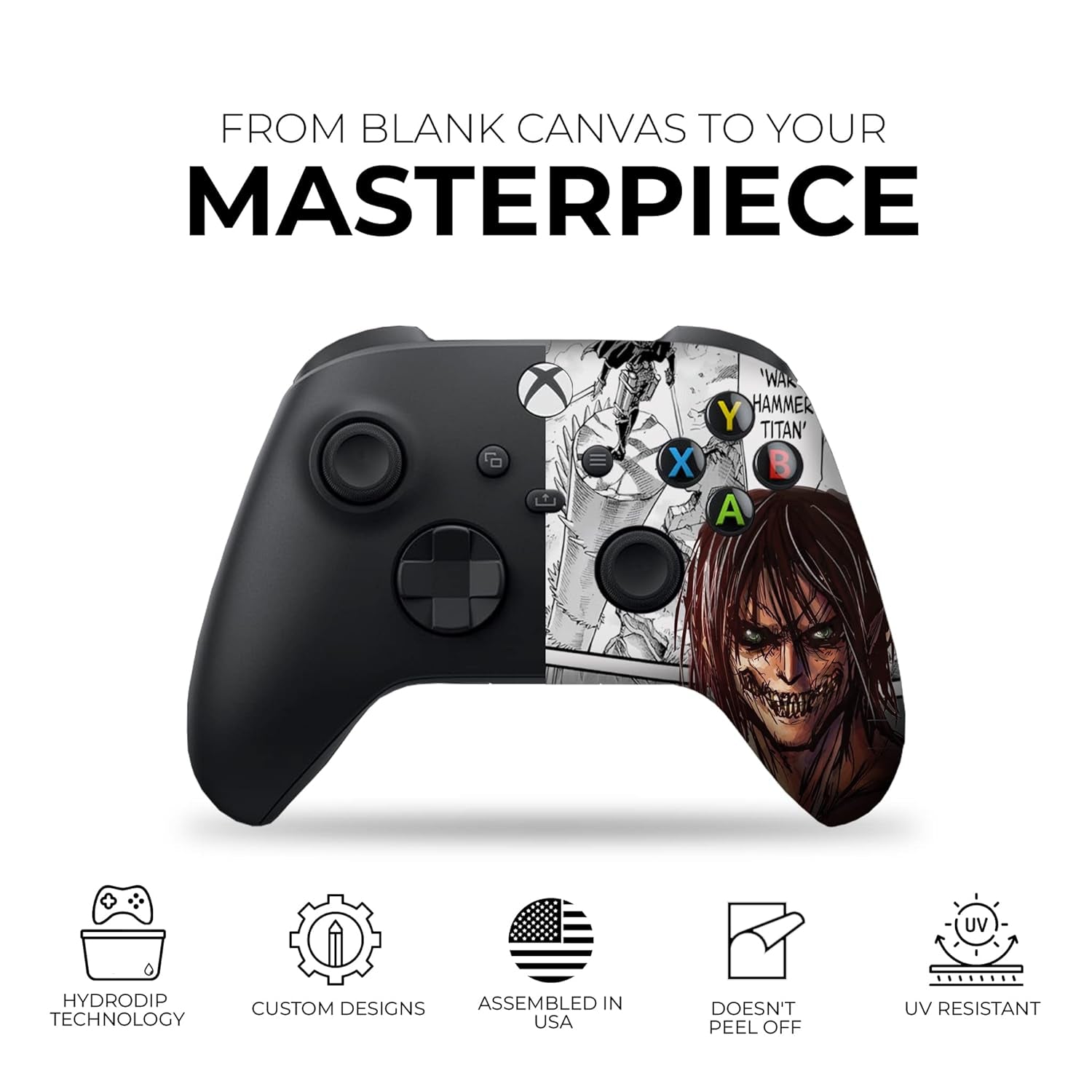 Attackk on Titan Custom X-Box Controller Wireless Compatible with X-Box One/X-Box Series X/S Proudly Customized in USA with Permanent HYDRO-DIP Printing (NOT JUST a SKIN)