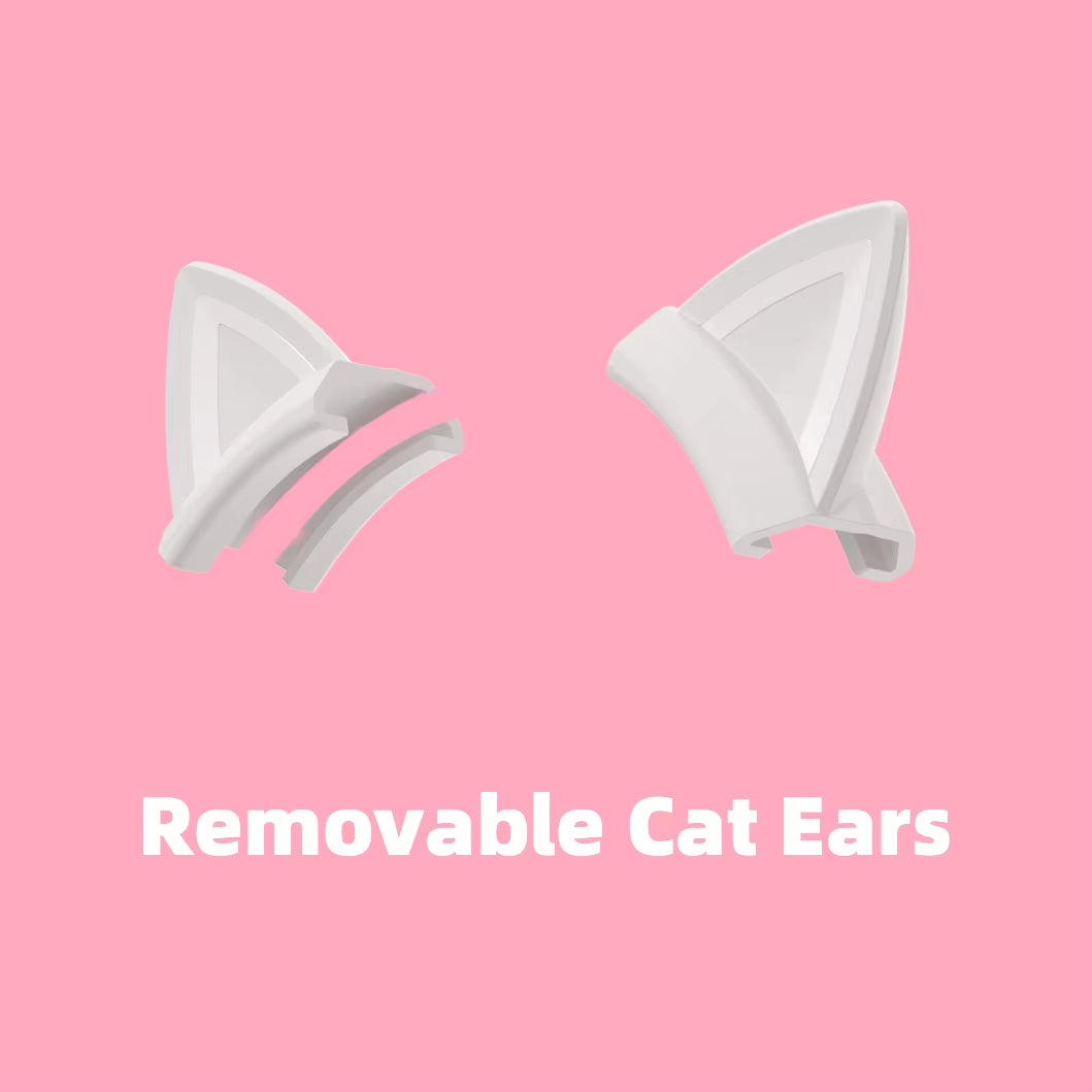 Professions Gaming Headset with Dynamic FULL RGB Light Detachable Cat Ears Wired Headphones with Mic Gamer for PC PS5