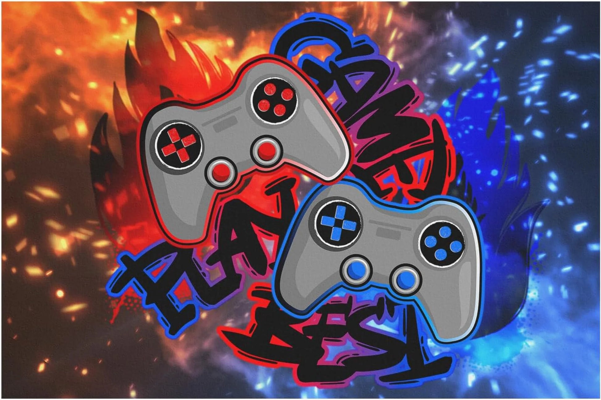 Gaming Rug for Boys Room Non-Slip Gamer Rug for Boys Room Bedroom Living Room Game Room Decor