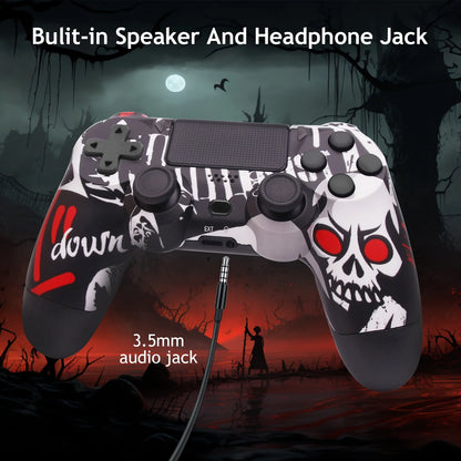 Wireless Controller for P4, Remote Control Compatible with P-4/P-4 Slim/P-4 Pro/Pc （Red Eyes Skull）