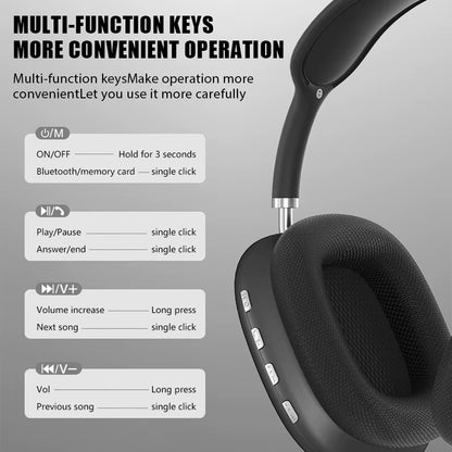 New P9 Wireless Bluetooth Headphones Noise Cancelling with Microphone Pods over Ear Sports Gaming Headset for Apple Iphone