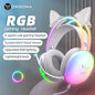 Professions Gaming Headset with Dynamic FULL RGB Light Detachable Cat Ears Wired Headphones with Mic Gamer for PC PS5